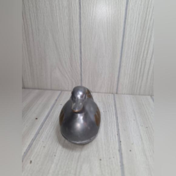 Vtg 1960s Pewter & Brass Duck Trinket Dish Bird Figurine Silver & Gold Jewlery - Picture 2 of 7